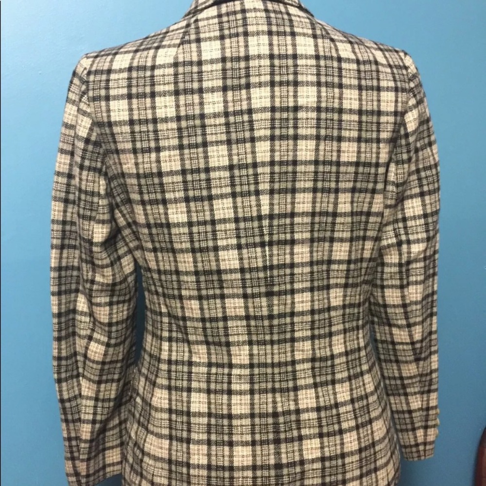 Vintage Pendleton Coat Blazer grey Tan Bk 100% Virgin Wool Plaid Women 12 USA - Picture 8 of 11